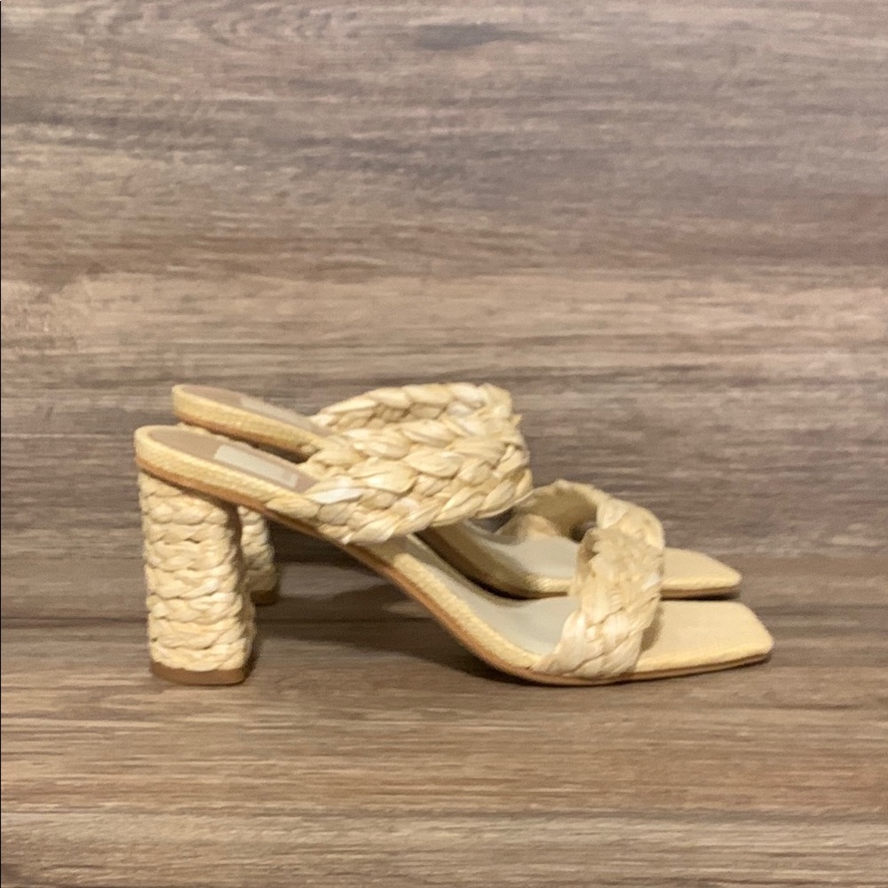 Dolce Vita Paily Natural Raffia Sandal Heel Sz- 8